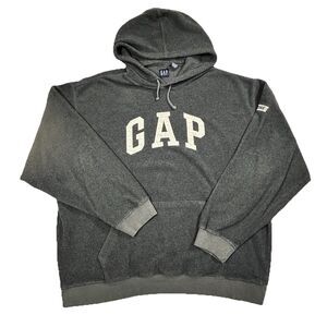 Vintage GAP Spellout Fleece Hoodie Size XL Gray 90s Y2K Embroidered Stitch